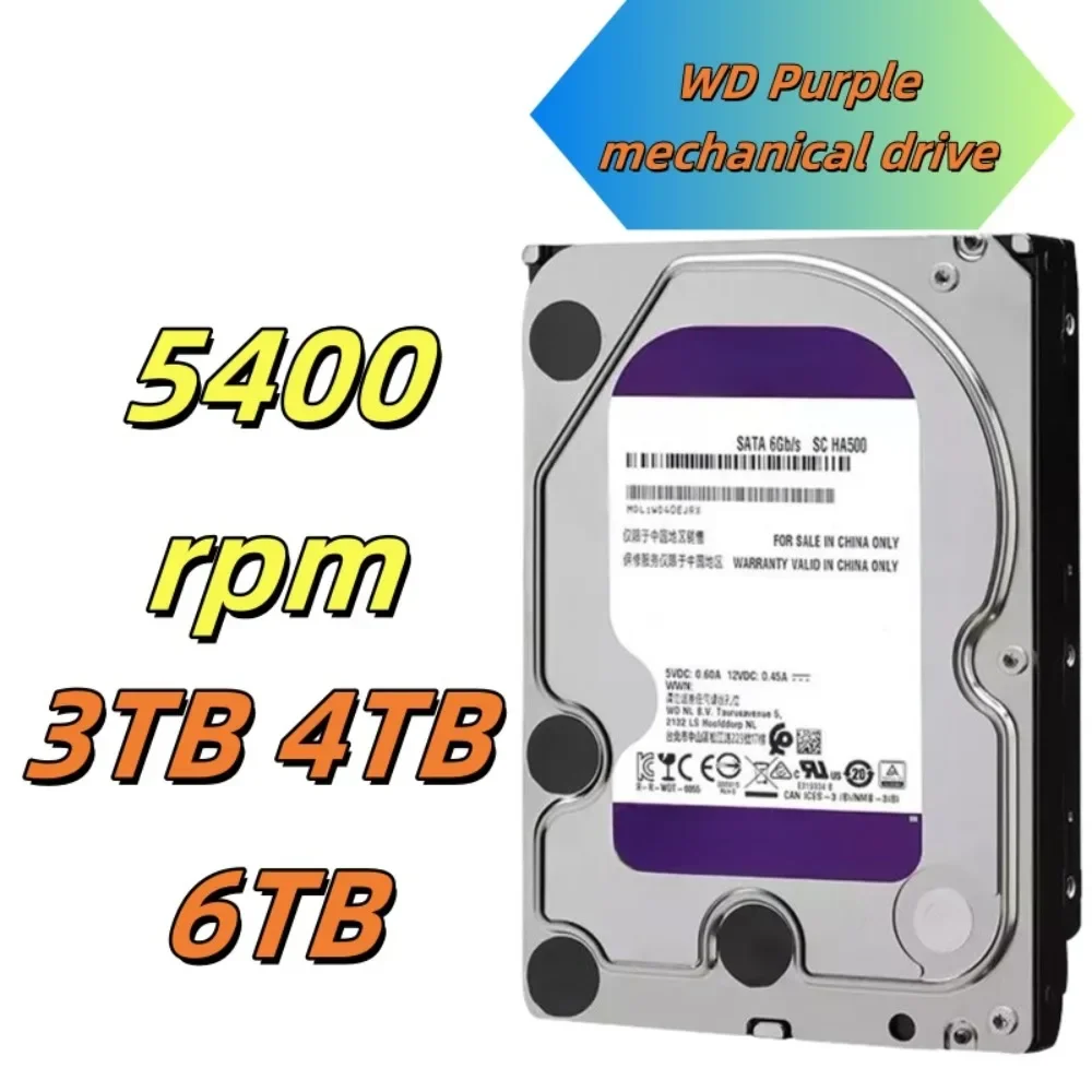 

Purple HDD 3TB 4TB 6TB SATA III 6.0Gb/s 3.5" Internal Hard Drive For Security System Video Recorder DVR NVR CCTV