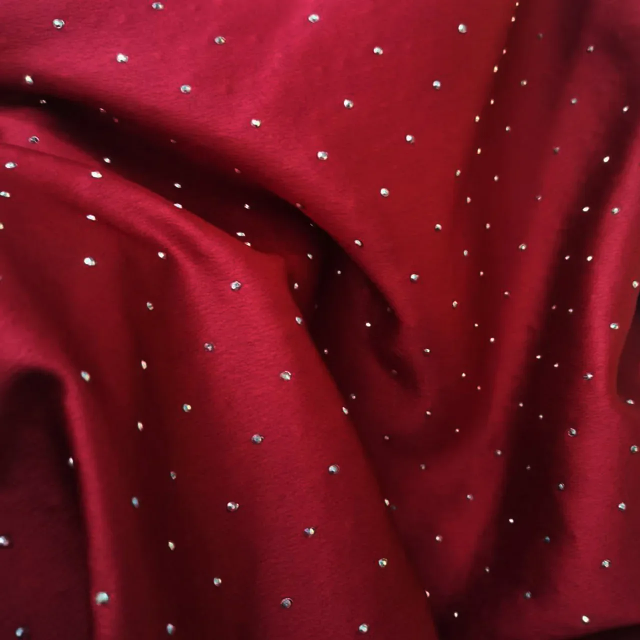 New Fabric With Rhinestones Bling Gem Charmeuse Glossy Material for Dress Scarf