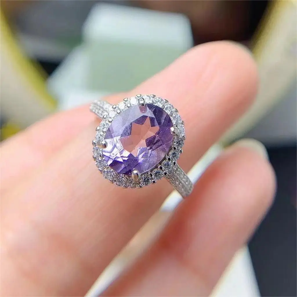 

ZECAA Tanzanite Topaz Jewelry Woman Tanzanite Topaz Ring With Natural Tanzanite Topaz Gemstone 8*10mm Lady Topaz Ring