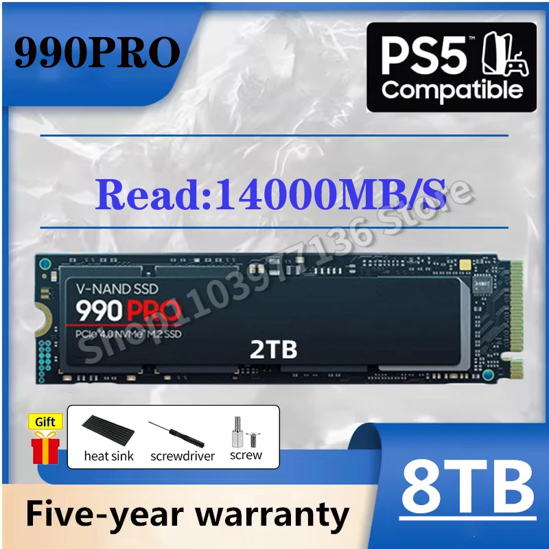 High speed 8TB 4TB SSD 990 PRO PCIe 5.0X4 NVMe M.2 2280 1TB 2TB SSD Internal Solid State Hard Drive For Laptop PS5 PC Computer