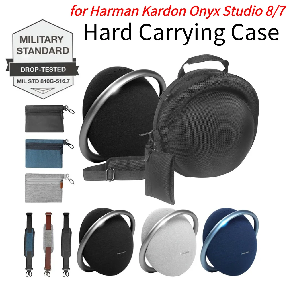 EVA Carrying Case Waterproof Portable Storage Bag With Shoulder Strap & Accessory Bag for Harman Kardon Onyx Studio 8/7 Speakers