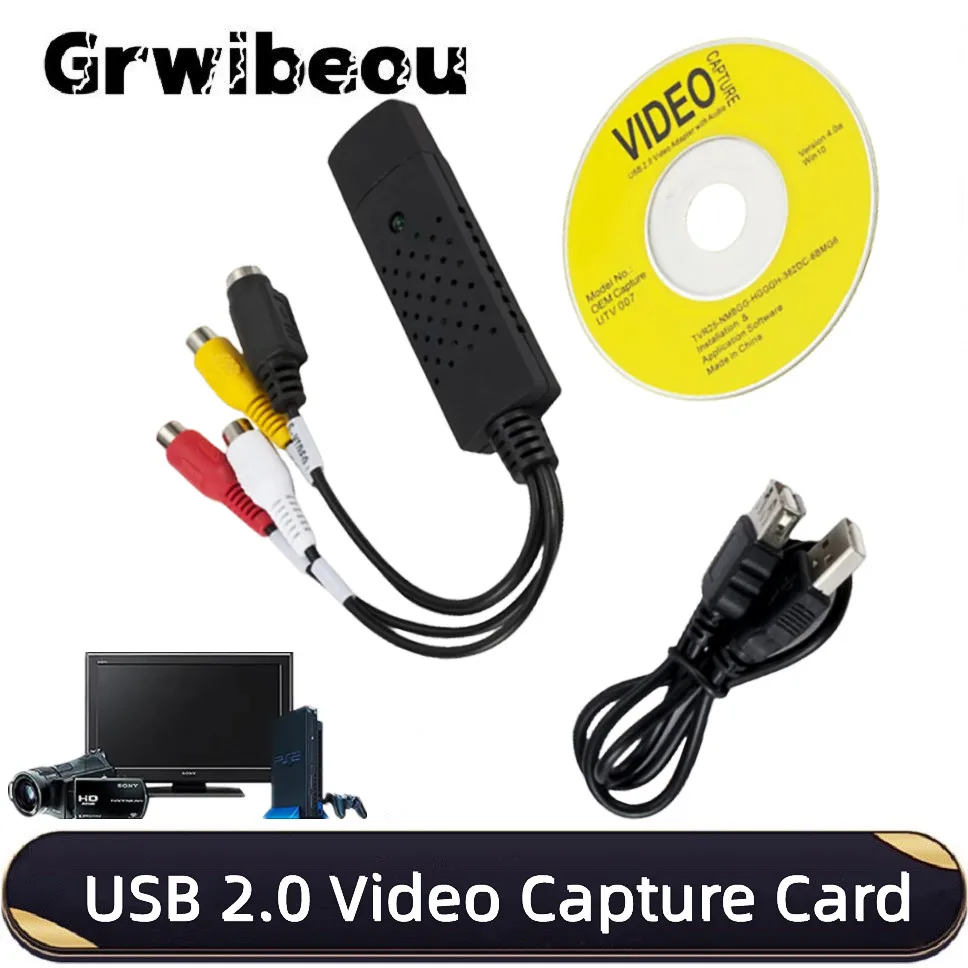 USB 2.0 Video Audio Capture Card  VHS to Digital Converter DVD VCR Audio Video Capture Card for PC Win 7/8/10 Converter Device