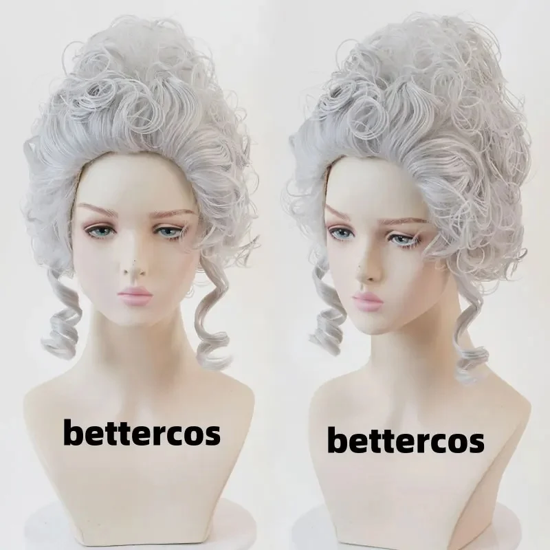 z;3,d'5,g\7/Marie Antoinette Cosplay Wigs Silver Grey Costume Accessory Princess Medium Curly Heat Resistant Synthet6,j.y'8 /c. view 2