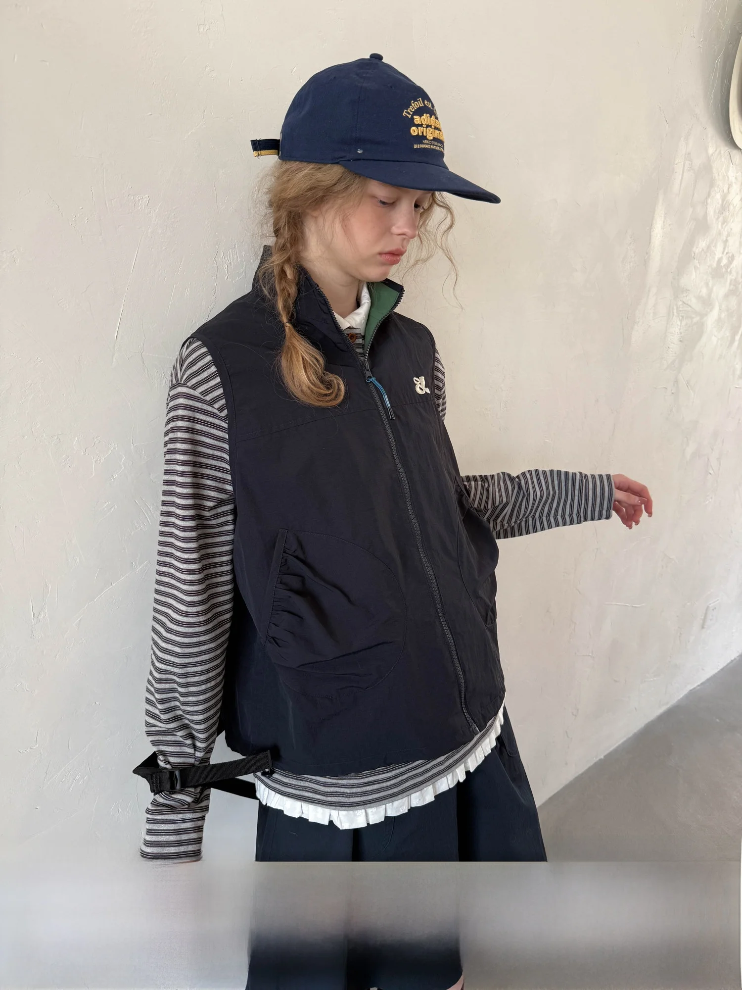 

Women's Plaid Texture Stand Collar Patchwork Color Block Vest Sleeveless Outerwear Casual Style Zipper Closure Fashion Workwear