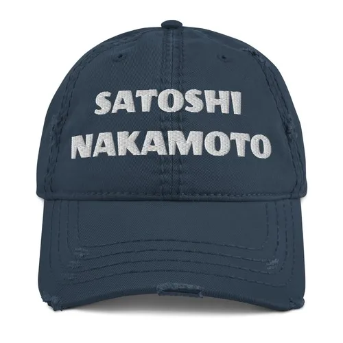 Satoshi Nakamoto Bitcoin Crypto Trader Gift Distressed Dad Hat/cap