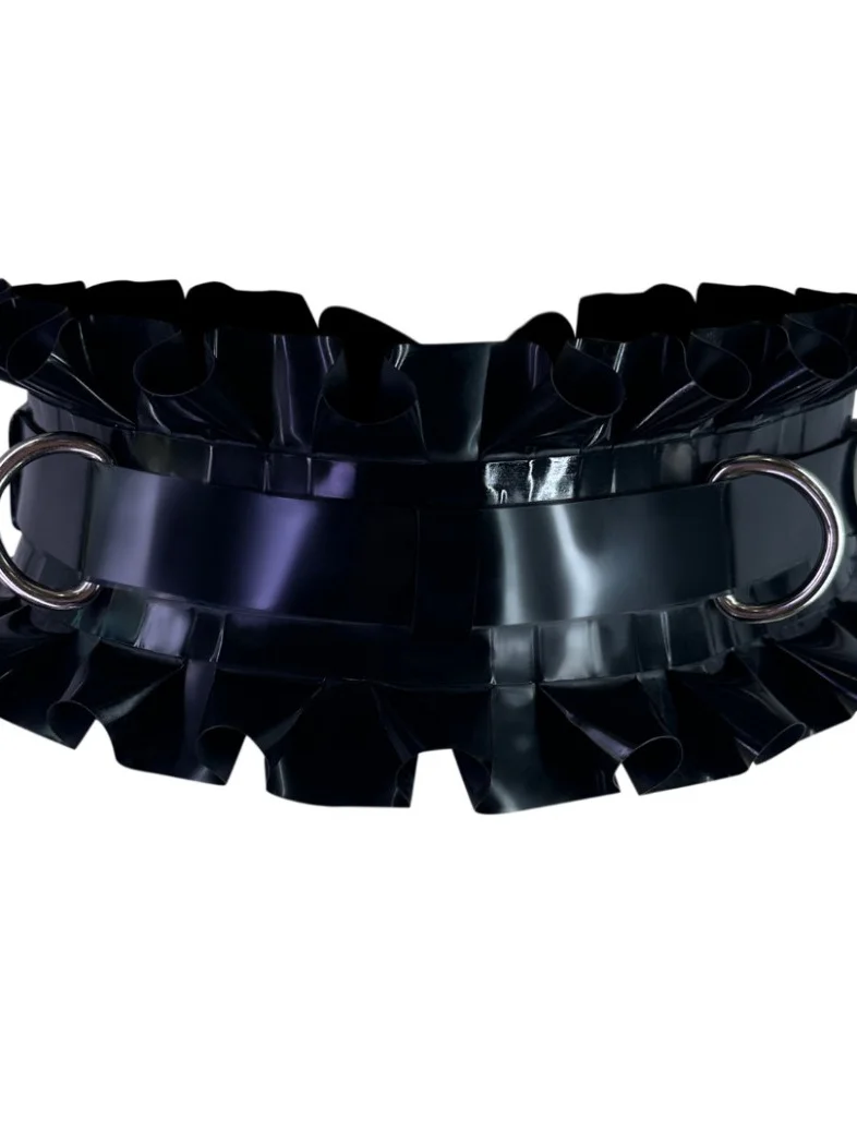 

customized rubber fashion black latex choker ruffled detail accessory clubwear party handmade rubber cosplay