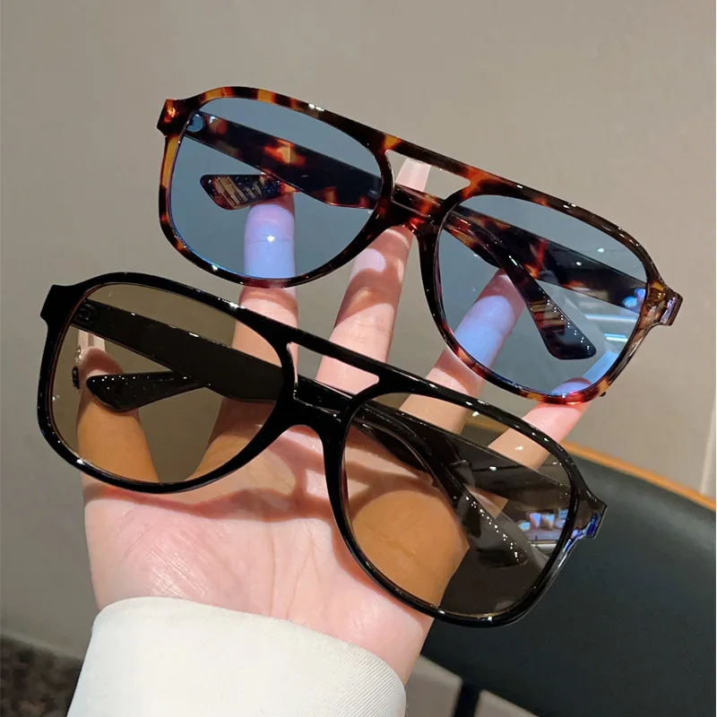 Gafas de Sol Retro de Doble Puente 2026, Unisex, Modernas y Versátiles, Estilo Piloto con Marco Cuadrado, Protección UV400