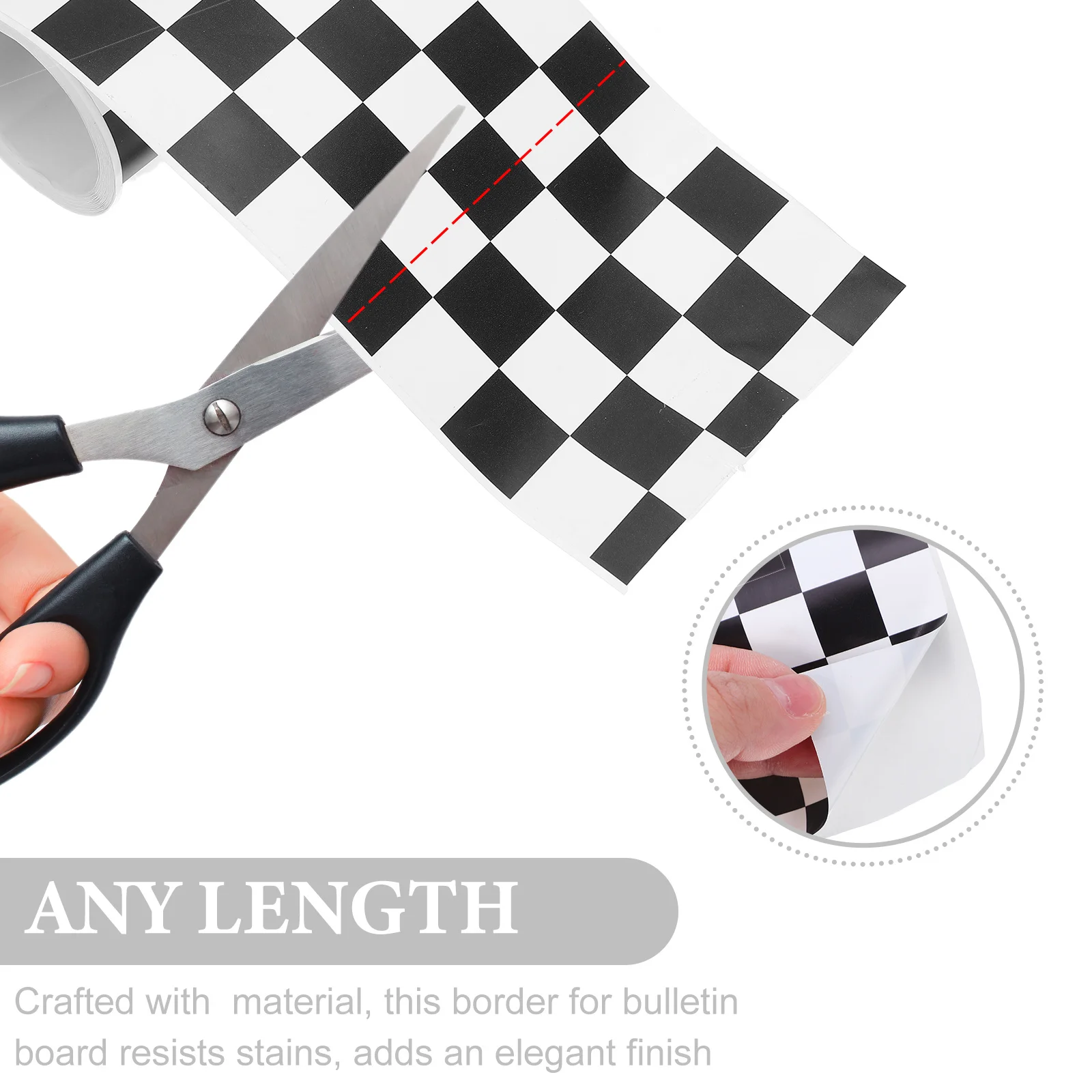 1 لفة أسود أبيض متقلب قشر عصا الحدود تقليم مقاوم للماء الفصول الدراسية لوحة الإعلانات ديكور ذاتية اللصق شارات جدارية ل