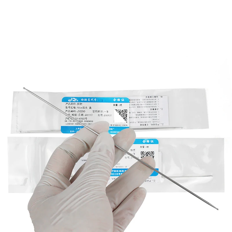 Sonda anorrectal para fístula Anoanal, sonda plateada, cabeza de doble bola