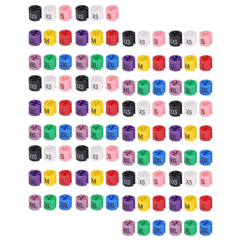 

450 шт. пластиковых бирок-размерников для вешалок, система кодирования для быстрой сортировки одежды, прочное крепление, прозрачные