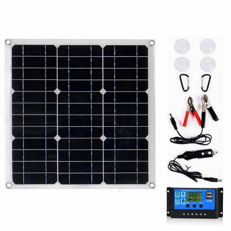 100W Solar Panel kit Charge Power Portable Outdoor Bike Camping Hiking Solar Charging Board Waterproof Solar Cells for Phone RV