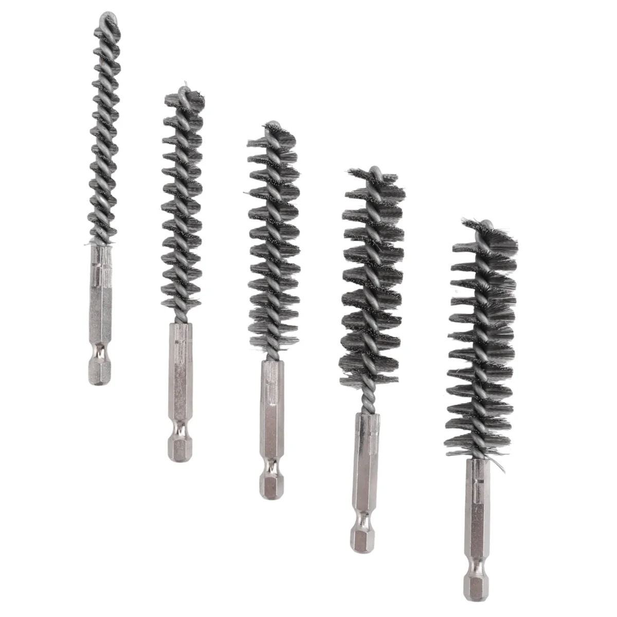 Stainless Steel Bore Brush Stainless Steel Bristles Wire Brush for Power Drill with Hex Shank Handle 12 Pcs