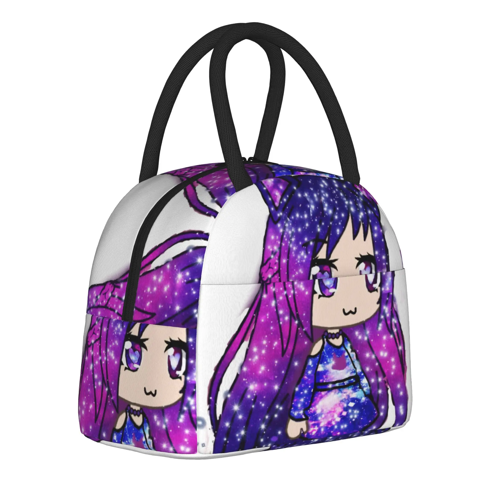 Gacha Life Cartoon Isolierte Lunch-Tasche für Männer und Frauen, Wiederverwendbare Thermobox für Lebensmittel, Kühltasche für Schule und Büro