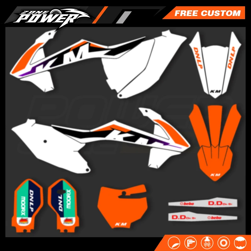 Powerzone Custom Team Graphics Background Decal Stickers Kit for KTM SX85 SX 85 2018 2019 2020 2021 2022 2023 2024