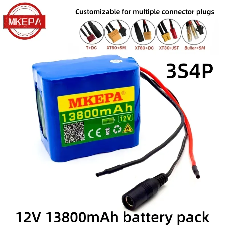 3S4P 12V 13.8Ah BMS 18650 Rechargeable Lithium Battery Widely Used: Instruments Led Lighting Traffic Signs Ship UAV Speaker Etc