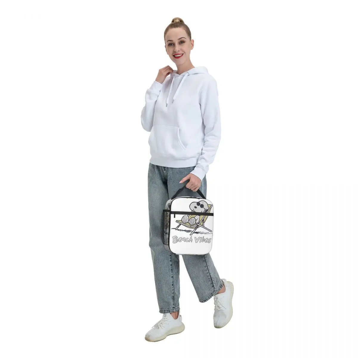 Saco térmico isolado para almoço Snoopy Beach Vibes   Recipiente de almoço dos desenhos animados tote lancheira homens mulheres faculdade viagem