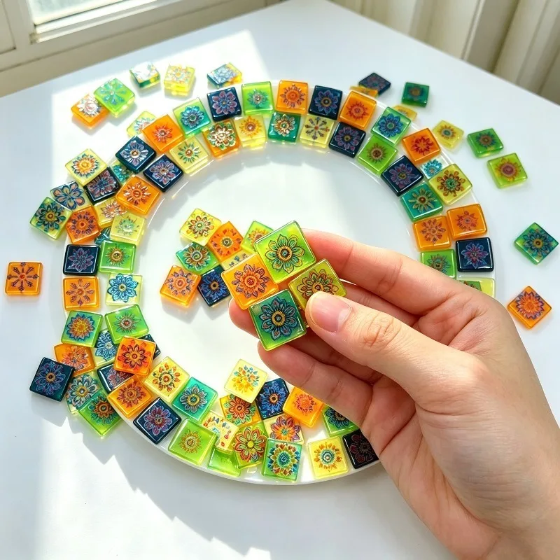 150/300g Glass Mosaic Decorative Pieces 3D Beautiful Mosaic Tiles in Various Colors And Patterns for Home Decor And Handcrafts - view 4