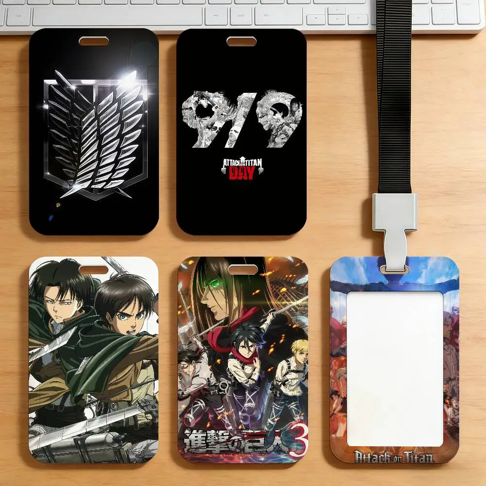 Comic Attack on Titan Badge Card Holder Student ID Case Daily Use Subway Commute Work Cover Office School Bus Protector
