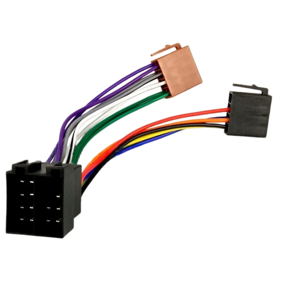 ISO Port Compatible Wiring Harness Female Insert for Car Stereo Upgrade with Antenna Support and Organized Dashboard Layout