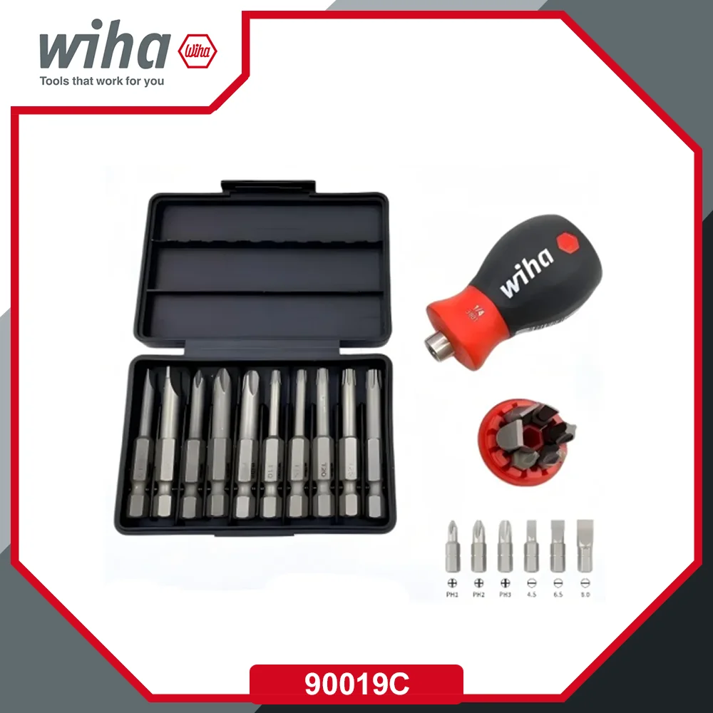 

Wiha 90019C 16PC Short Shank Screwdriver Kit Magnetic Interchangeable Bits Slotted Phillips Torx Anti-Slip Pro Tool