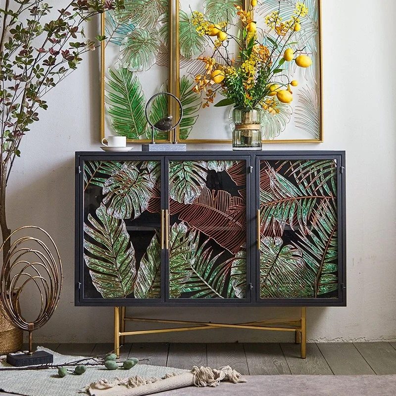 porch cabinet enamel partition side cabinet wholesale living room storage hand-painted glass dining side cabinet