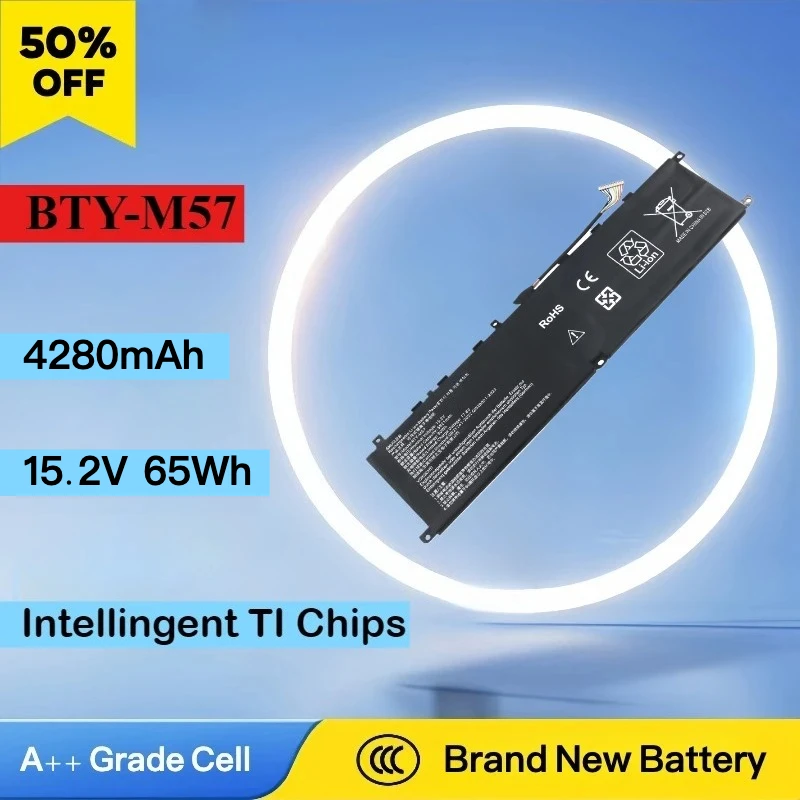 

Brand New 15.2V 65Wh 4250mAh Replacement Laptop Battery BTY-M57 For MSI GP66 GP76 Leopard 10UG,10UE,11UG,11UH,10UH,11UE MS-17K3