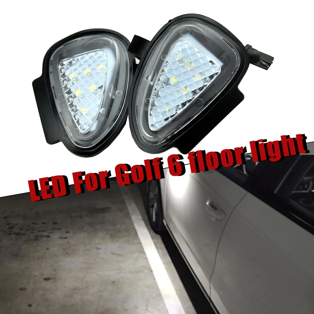 Car Accessories For VW Touran Golf Mk6 Passat B7 Golf 6 GTI 2Pcs 6000K White LED Under Side Mirror Light Puddle Lamps