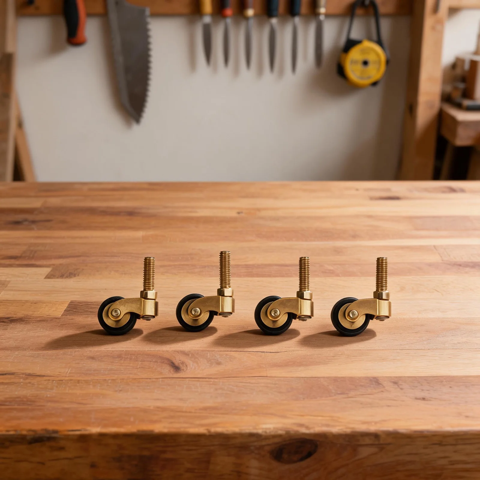 4pcs Brass Casters with Silent Bearings for Furniture Mobility Featuring Full 360 Degree Swivel Movement Capability