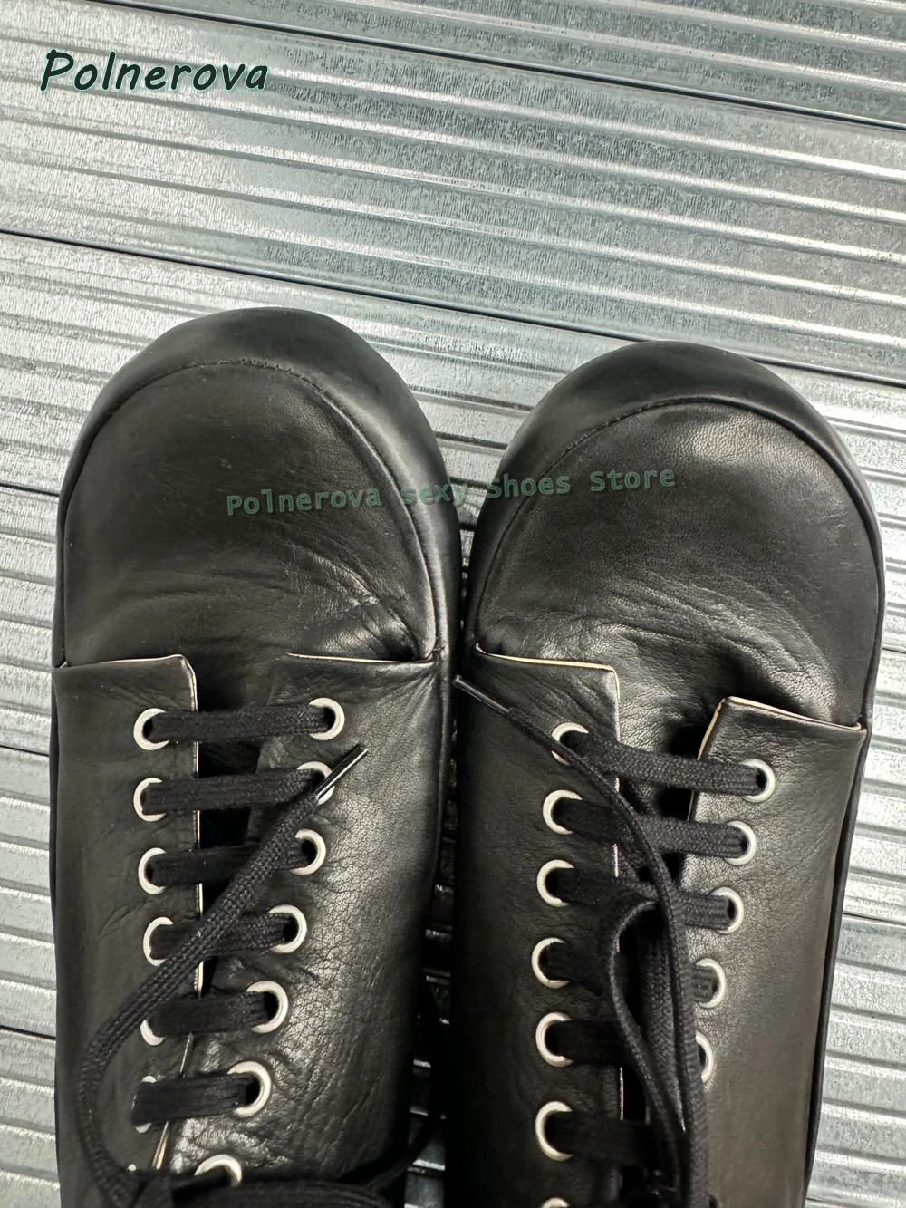 Cocked Round Toe Lace Up Loafers Shoes Solid Casual Thick Sole Retro Dark Men's Shoes 2026 Spring Street Style Boxing Shoes New view 3