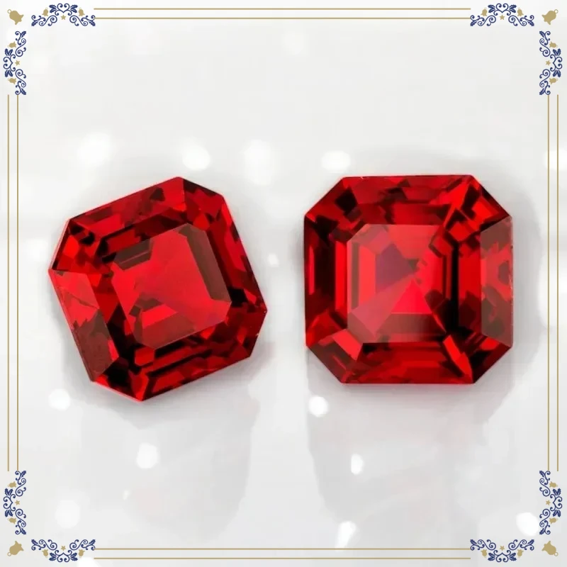 Hochwertiger Laborgezüchteter Rubin Asscher-Schliff Taubenblut-Rot Farbiger Edelstein – Detail 1