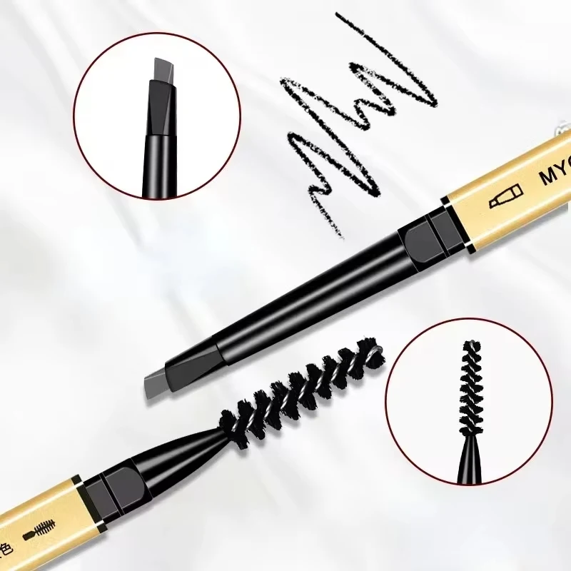 1pc Double-Headed Eyebrow Pencil Ultra-Thin 3D Definition Lasting Enhancer Pen with Brush Long Lasting Eyebrow Makeup Cosmetics