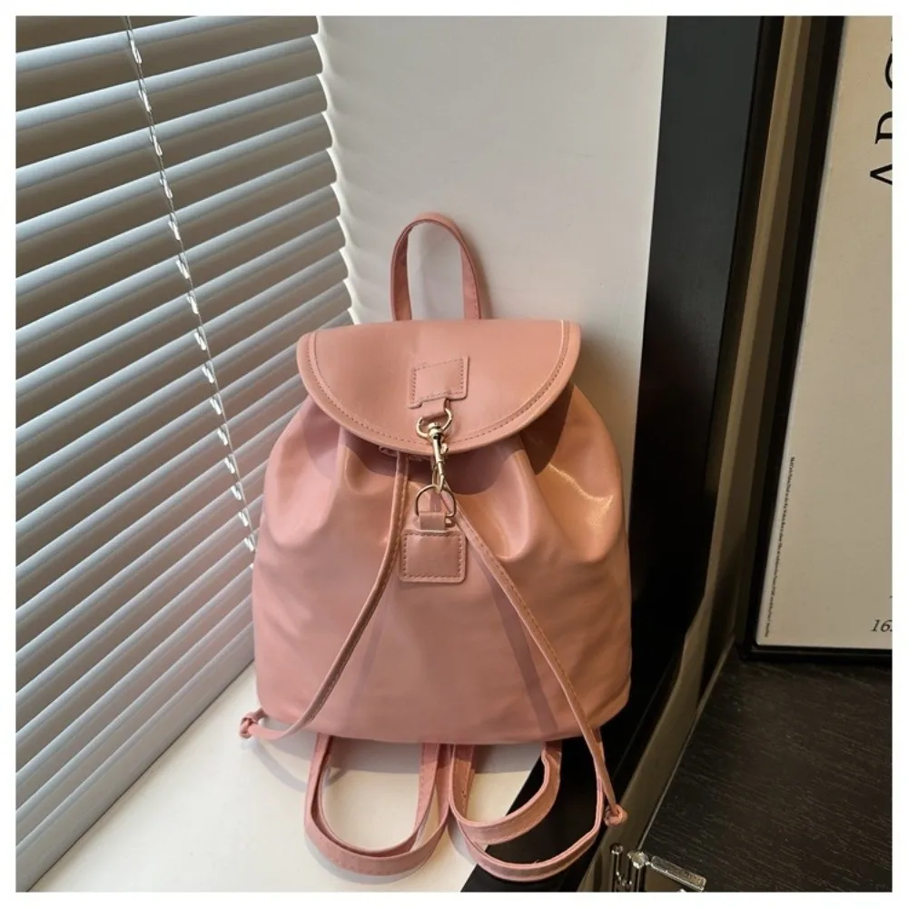 

Trendy Soft PU Leather Women's Backpack Solid Color Large Capacity Leisure Travel Bag Waterproof Double Shoulder Bag for Women