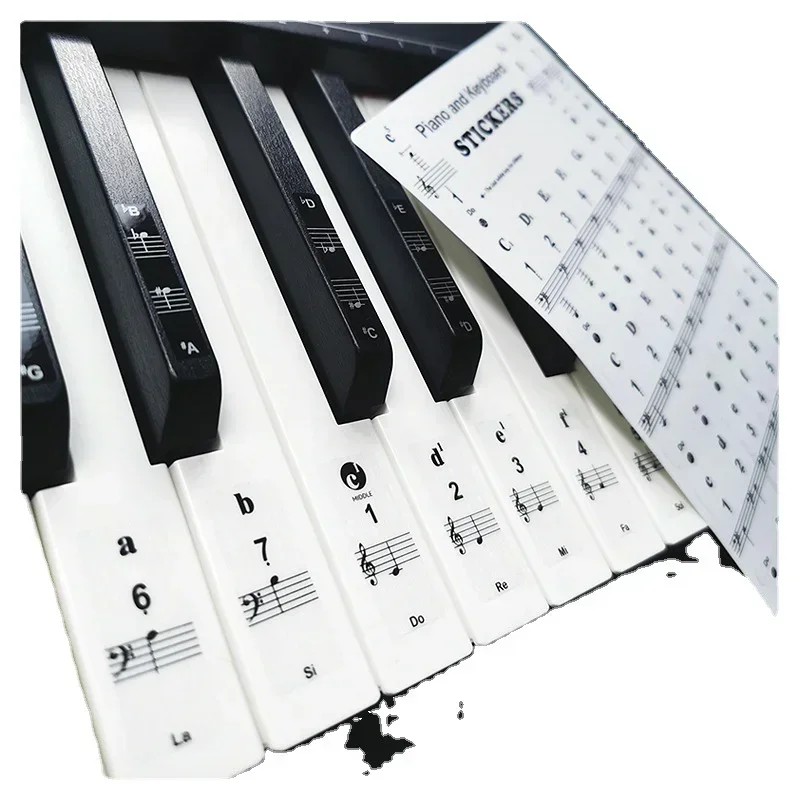 1/2Pcs Transparent Piano Keyboard Stickers 49/54/61/88 Key Detachable Music Note Decal for Piano