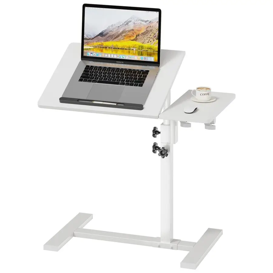 

Desk Bedside Table with Wheels Laptop Stand for Couch Adjustable Tv Tray C End Table, Mobile Sofa Snack Table with Tiltable Top,