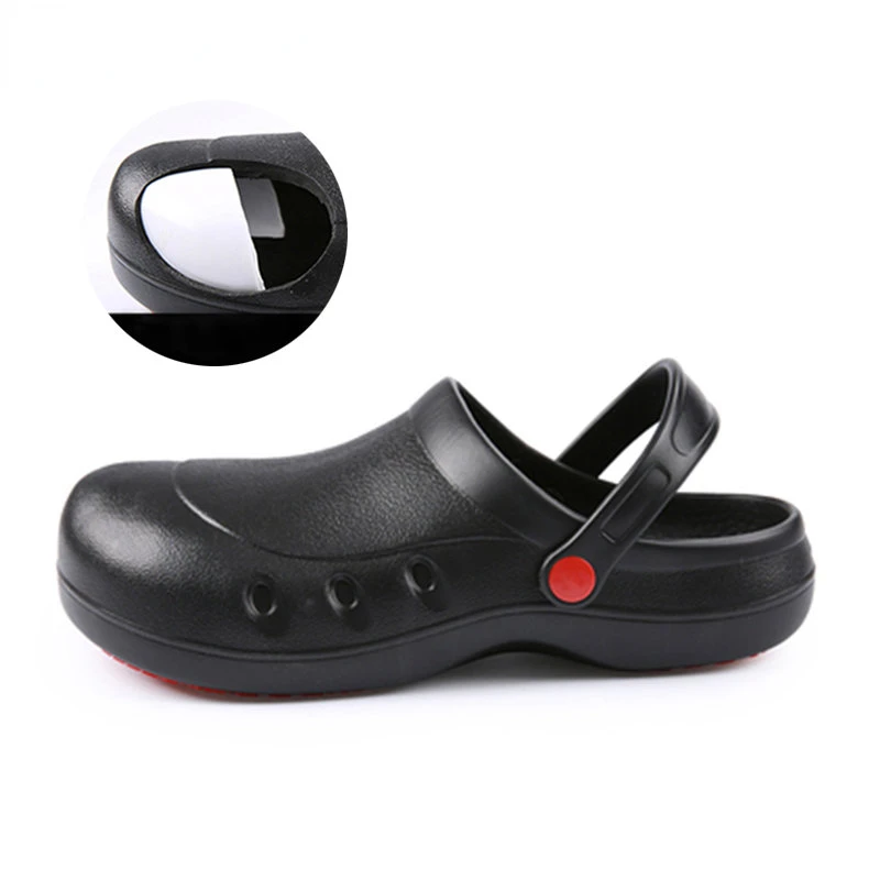 

Crash-Proof Steel Toe Designed Chef Shoes Canteen Unisex Non-Slip Work Shoes Restaurant Kitchen Waterproof Oil Proof Slippers