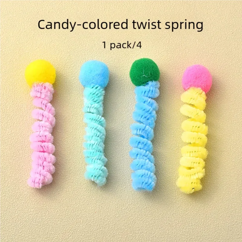4Pcs Colorful Cat Spring Toys Random Color Interactive Pet Toys Kitten Solo Play Toy Relieve Boredom Funny Feline Toys