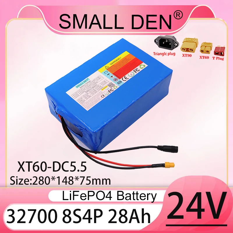 

32700 new 24V 28Ah Lifepo4 battery pack with built-in 50A BMS and maximum 100A discharge for electric lawn mower, wheelchair toy