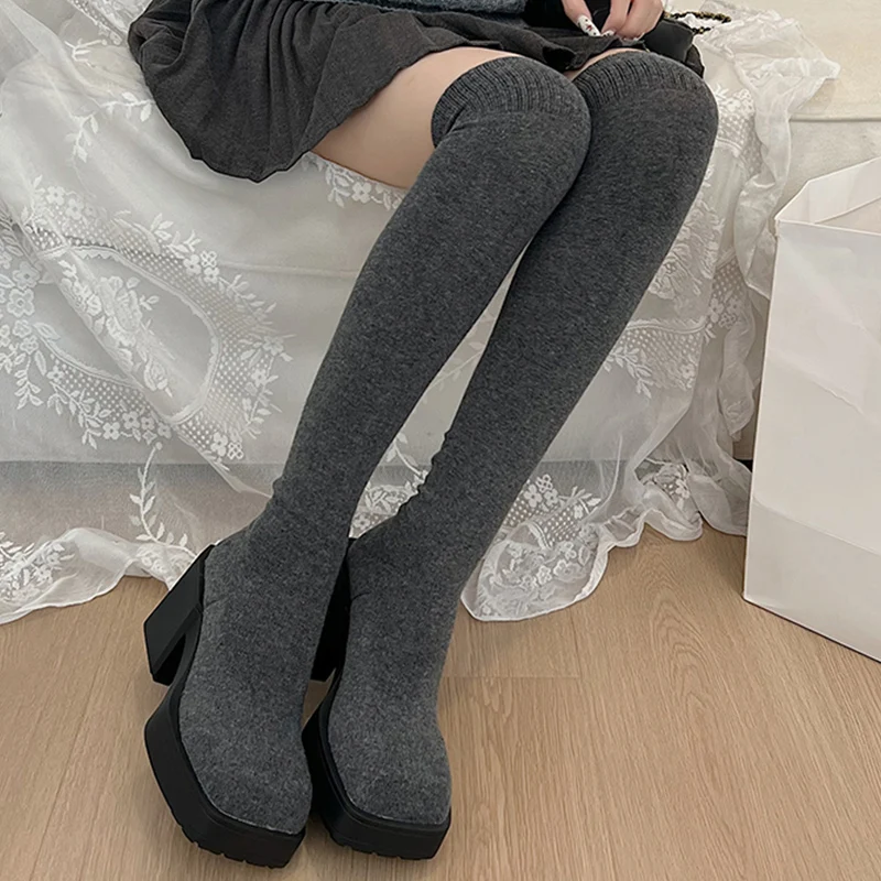 Over The Knee High Heels Women Sock Boots Sexy Platform Fashion Shoes Winter Designer 2024 New Trend Walking Goth Mujer Zapatos