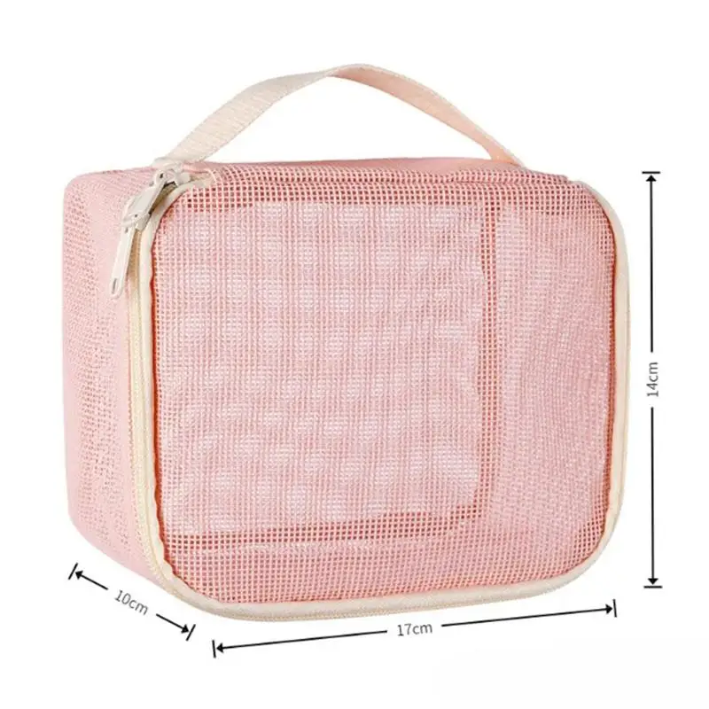 1 Stück tragbare Reise-Lippenstifttasche, Netz-Handtasche, Make-up-Tasche, Kosmetik-Aufbewahrungstasche, Kulturbeutel, transparente Strandtasche – Detail 8