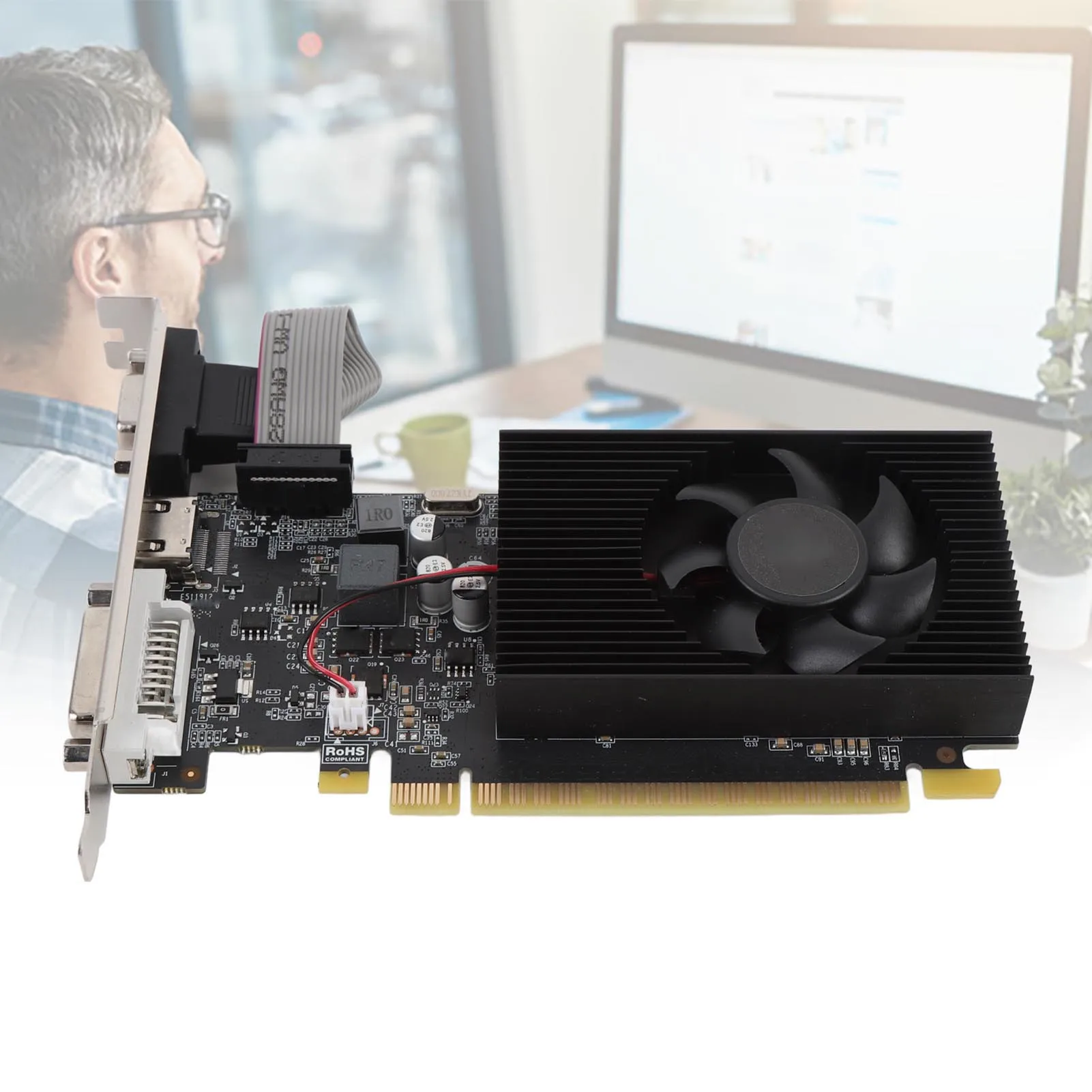 بطاقة رسومات GT730 2GB DDR3 GPU 128 بت PCI Express X16 1.1 مع DVI VGA HD واجهة الوسائط المتعددة بطاقة فيديو للكمبيوتر المكتبي