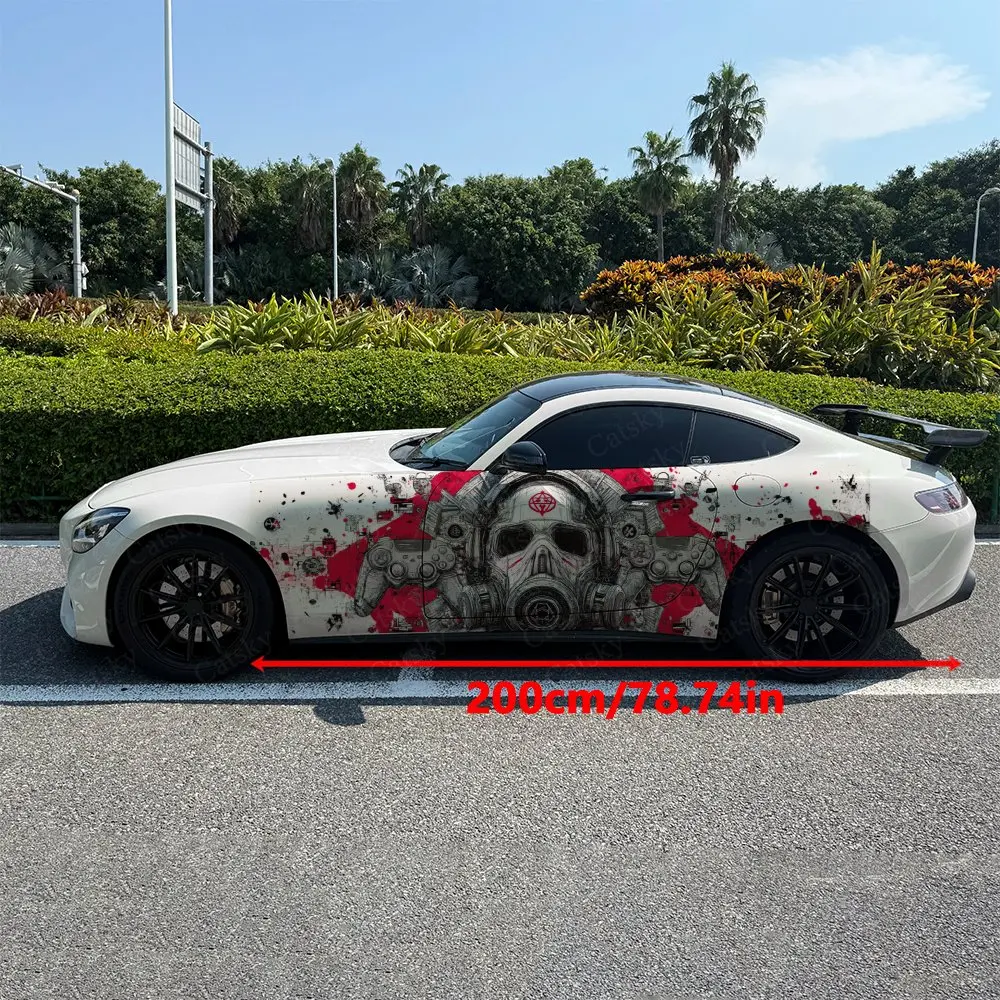 

2pcs.Mecha Helmet Car Side Decals | Self-Adhesive PVC Waterproof & Scratch-Resistant Stickers, Fashionable Decals
