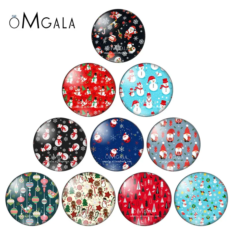 Fashion Christmas Santa Claus Snowman Background 10/12/16/18/20/25mm Round photo glass cabochon demo flat back Making finding