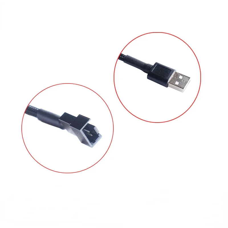 나일론 네트 컴퓨터 케이스 선풍기 변환 케이블, USB to 4 핀 케이블 슬리브, 5V USB CPU 어댑터 케이블, 50cm