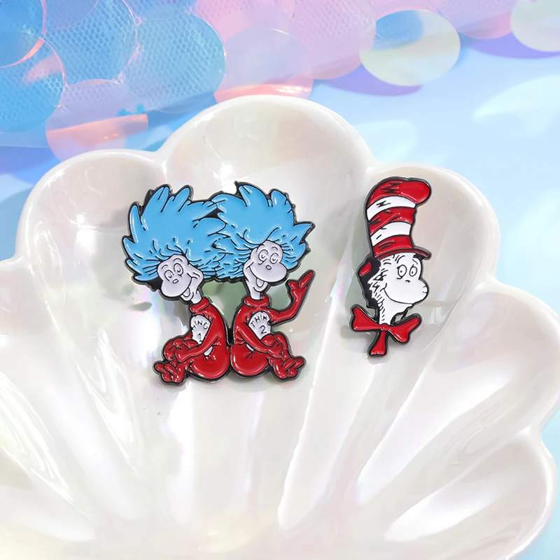 Broches en émail de Collection de personnages de films de dessins animés, broches métalliques personnalisées Dr. Seuss pour vêtements, sac à dos, Badges à revers, bijoux cadeaux