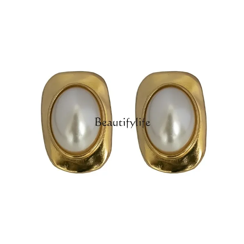 Pearl earrings 2022 new trendy stud earrings women's niche high-end French light luxury earrings