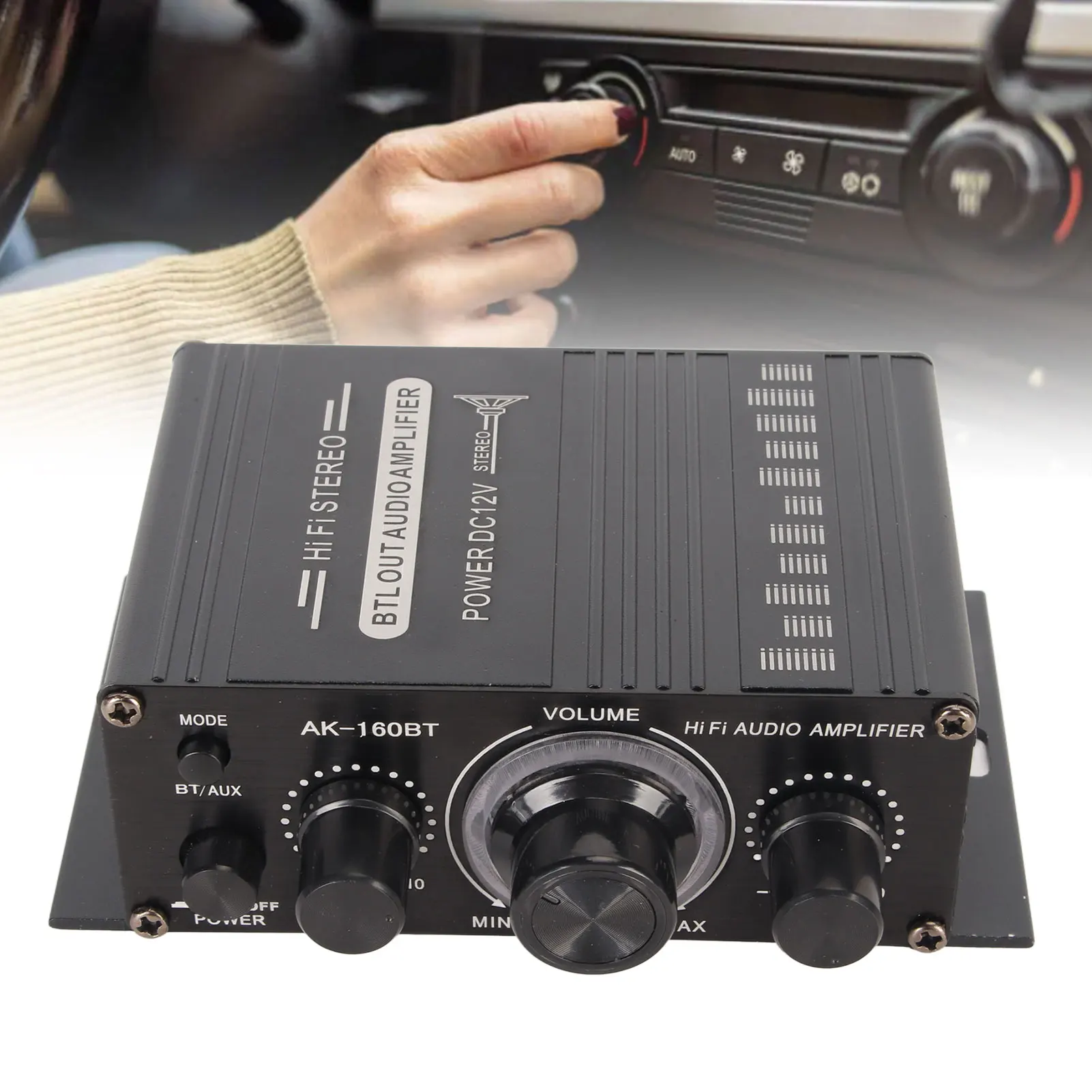 compatible-Bluetooth 5.0 Power Amplifier Clear Sound Quality Aluminium Alloy 20Hz To 20KHz 12V Universal For Car Home