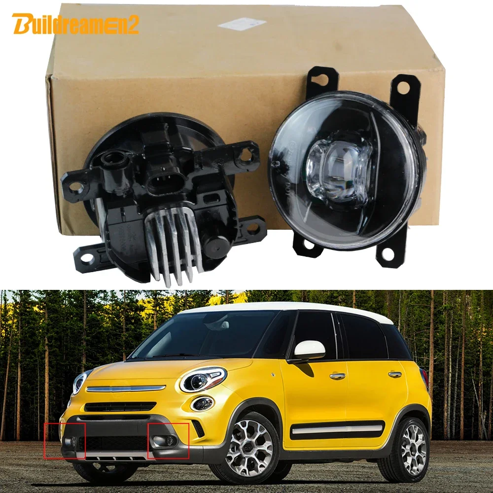 2 X 90MM Round Car Front LED Fog Light 30W 8000LM Adjustable Fog Lamp Assembly H11 For Fiat 500L 2012 2013 2014 2015 2016 2017