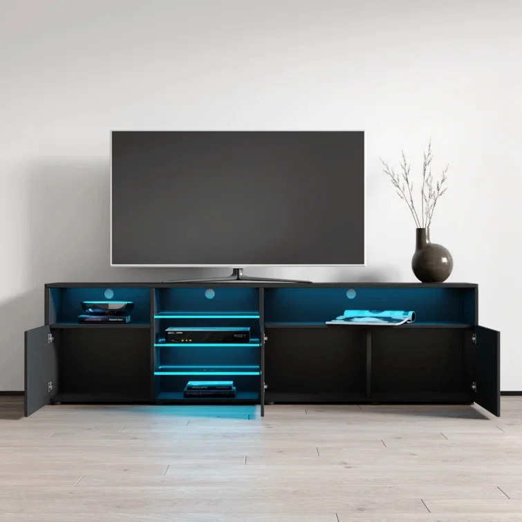 

--Large Entertainment Stand with LED Light TV Cabinet Modern Luxury Livingroom Furniture Exquisite Exterior Design Wood TV Cabin