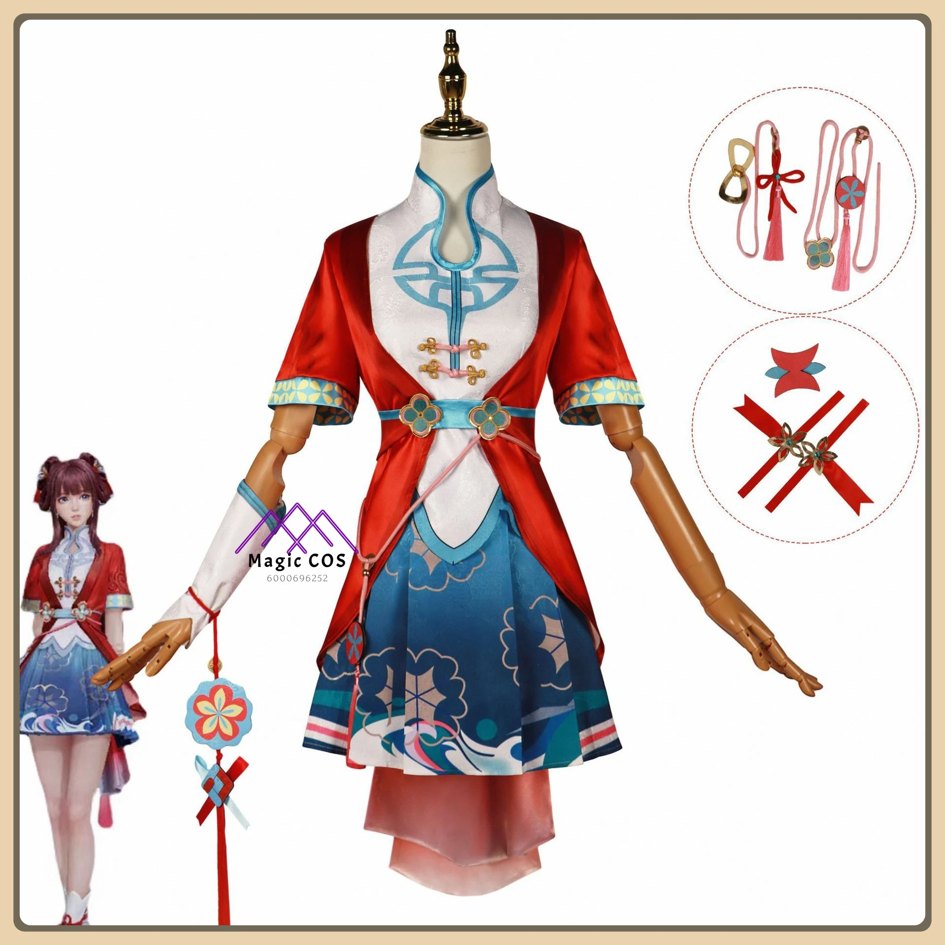 

Game King of Glory Xi Shi Linglong Zhenwei Cosplay Costume Anime Outfit Full Set High Quality Role Playing Clothes (Female)