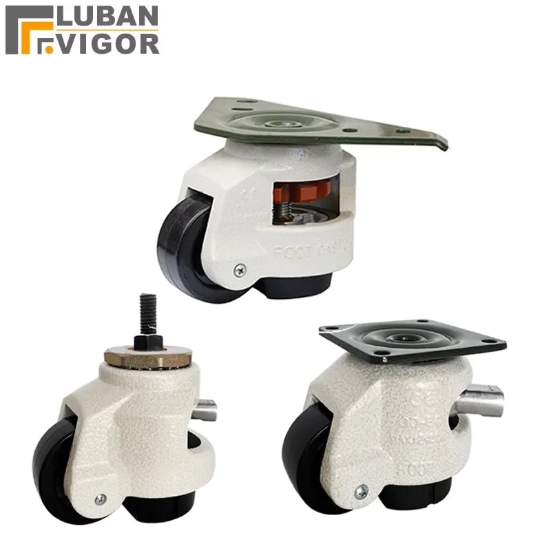 Threaded-Stem Leveling Casters Leveling Plate Wheel Flat Support Handle Design  Retractable for Vending Machine